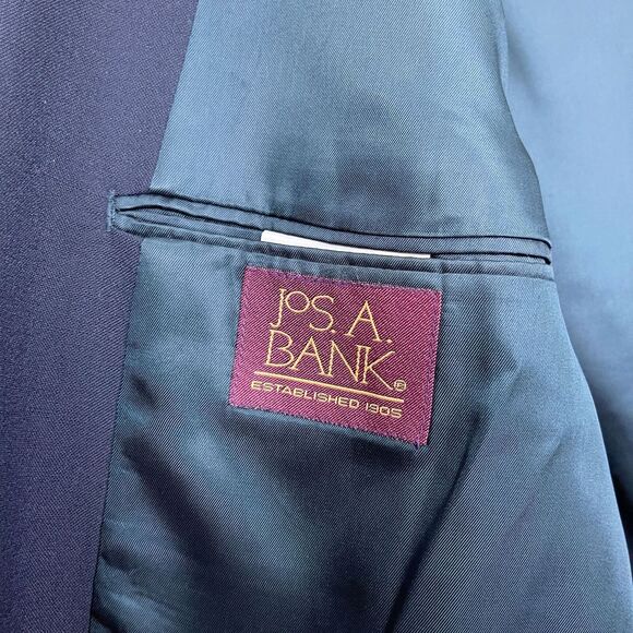 Jos A Bank Kent Hopsack Blazer Navy Blue Gold Buttons Wool Single Vent Mens 46L - Picture 9 of 12